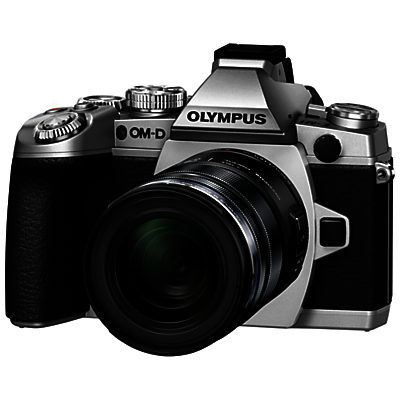 Olympus OM-D E-M1 Compact System Camera with 12-50mm Lens, HD 1080p, 16.3MP, Wi-Fi, EVF, 3 LCD Screen Black & Silver